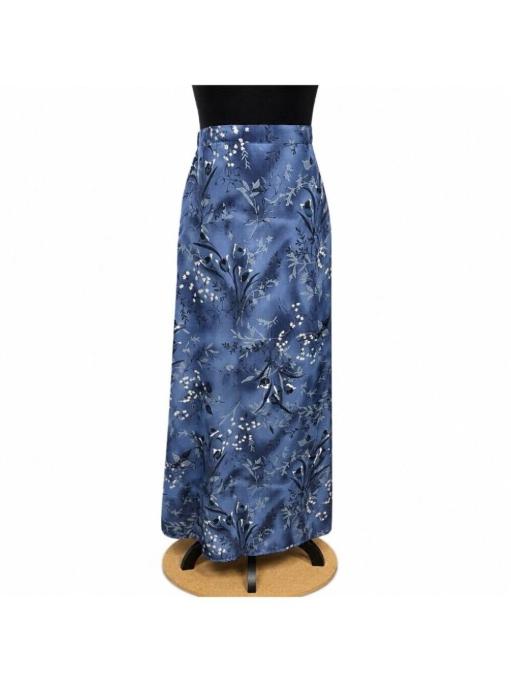Vintage Savion Womens Size 10 Blue Floral Print Maxi Skirt USA Cottagecore
